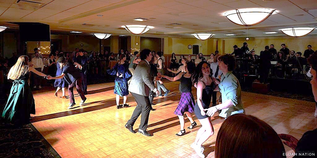 People dancing in a dancing hall