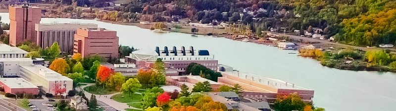 Mission and Vision with a vista zoom of Dow and Dillman buildings.