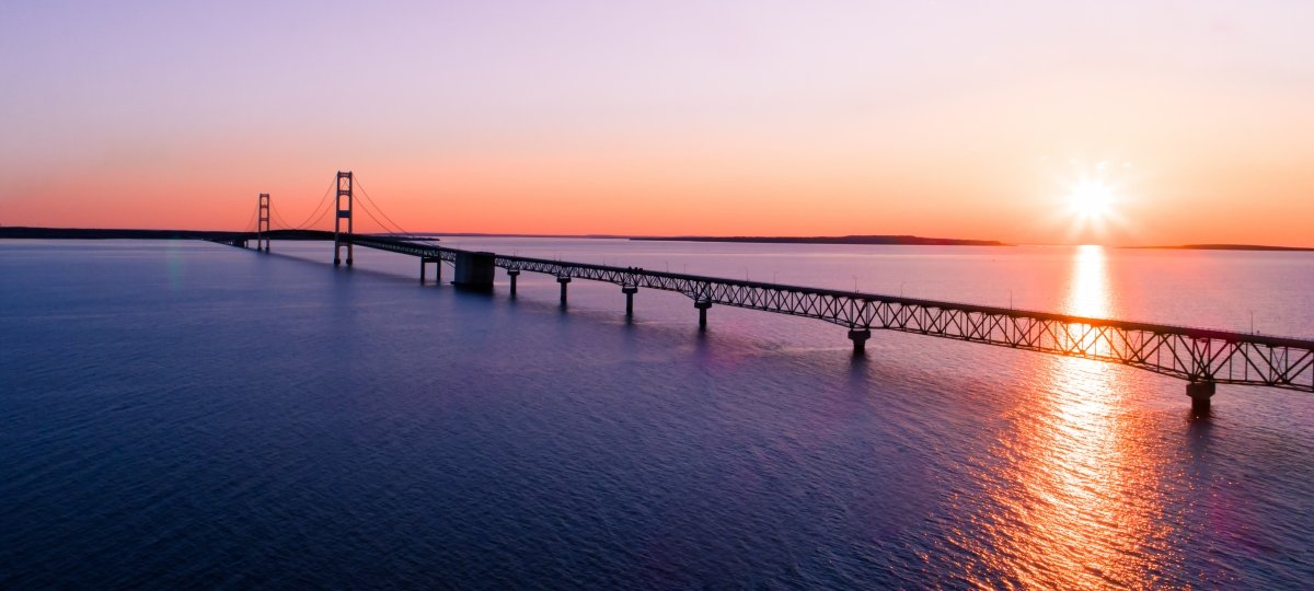 Mackinaw Bridge at sunset