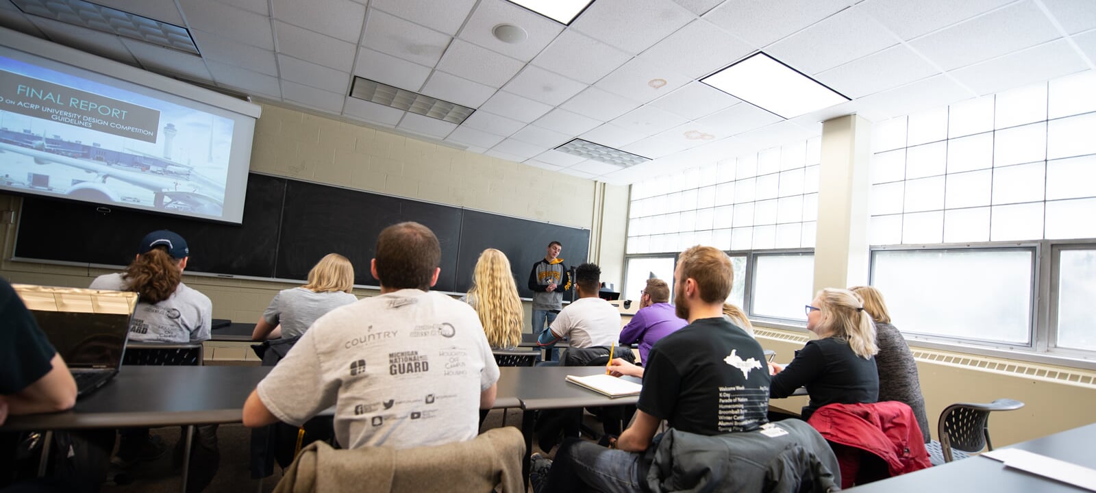 Student presentation in a classroom.
