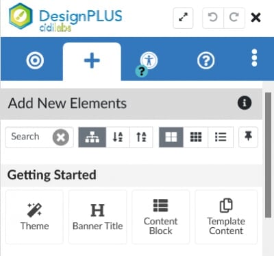 Screenshot of the DesignPLUS menu to show what to expect when the tool is opened.
