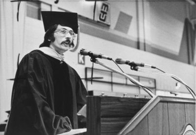 Anton Pintar at a podium making a speech.