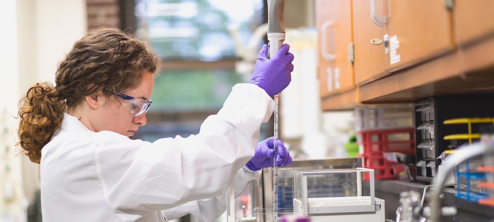 Student working in a lab.