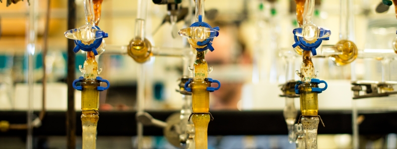 An array of glassware and tubing