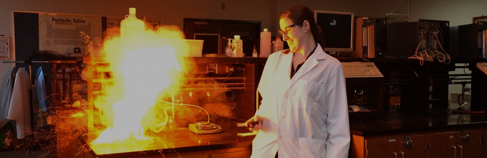 A controlled explosion in a chemistry lab