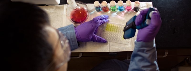 Student working with chemicals 