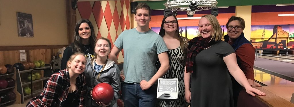 Alumni at the Mine Shaft bowling alley.