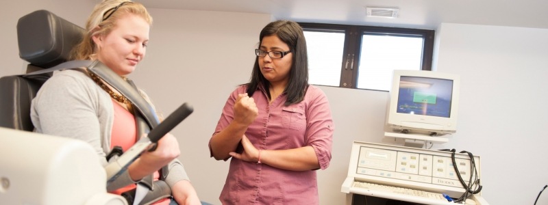Student and faculty member involved in research