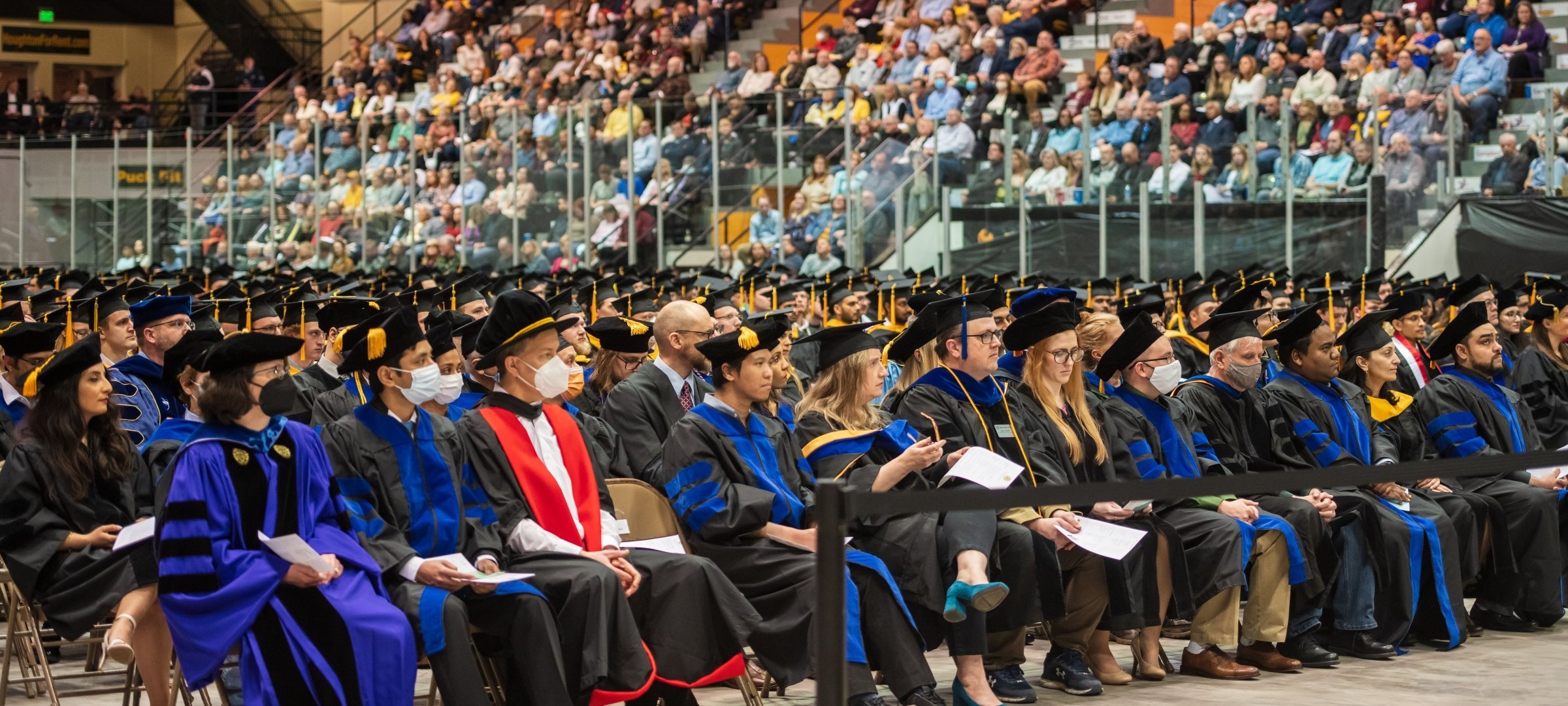 Spring 2022 commencement view of participants and audience 