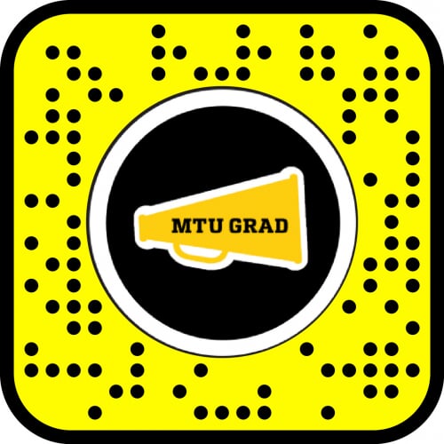 Snapcode of a yellow blowhorn with black "MTU GRAD".