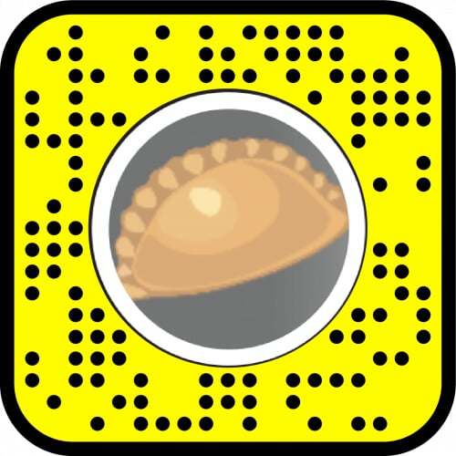Snapcode with "Ope, I graduated" on an illustrated pasty.
