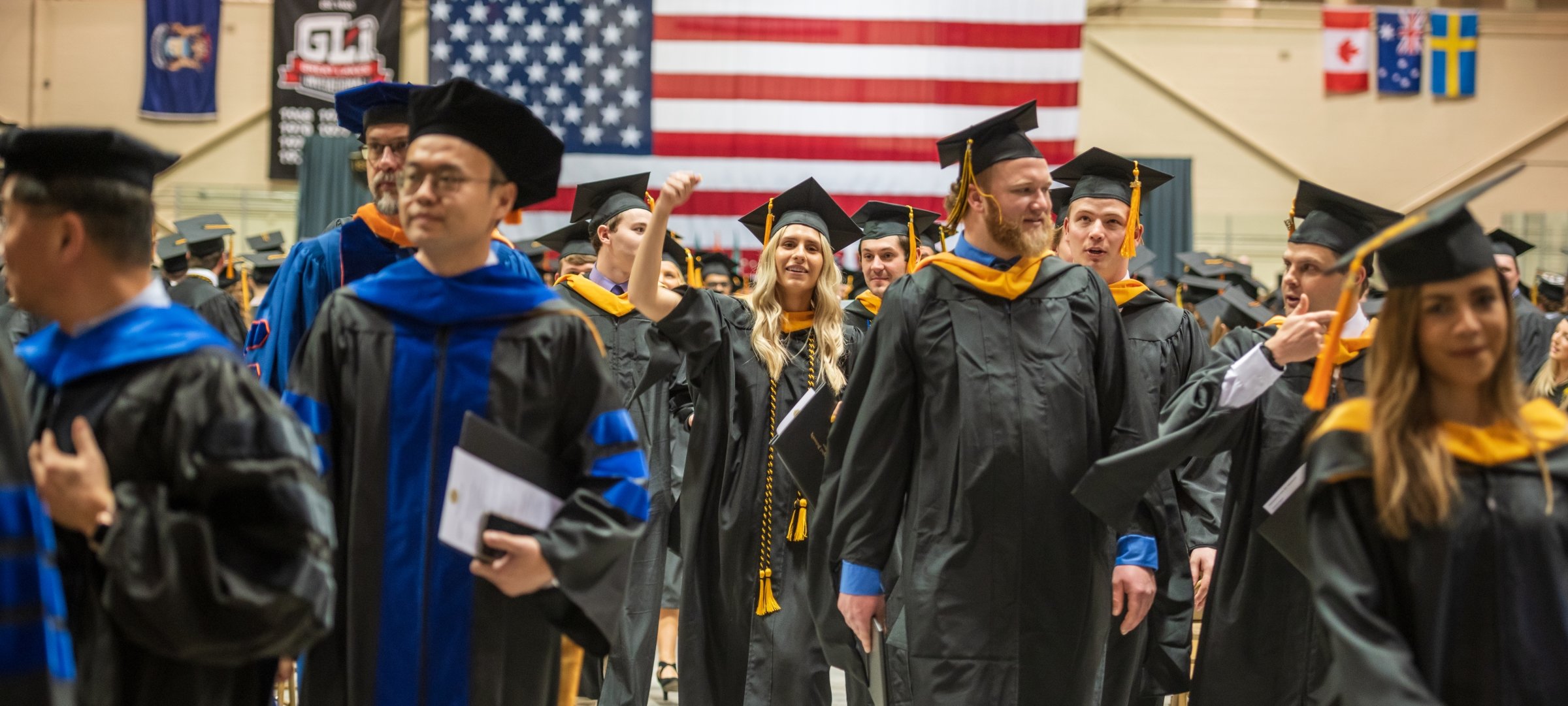 Graduate and PhD candidates at commencement