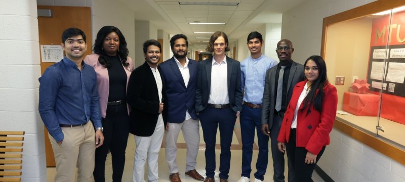 Guy Hembroff (center) with MS in Health Informatics graduate students Narendra Gude, Ifunanya Akpoveta, Yogendra Kanchapu, Siva Namburi, Sai Narayana, Djinaud Prophete, and Chethana Kadirimangalam