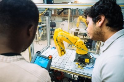 Mechatronics students in the lab