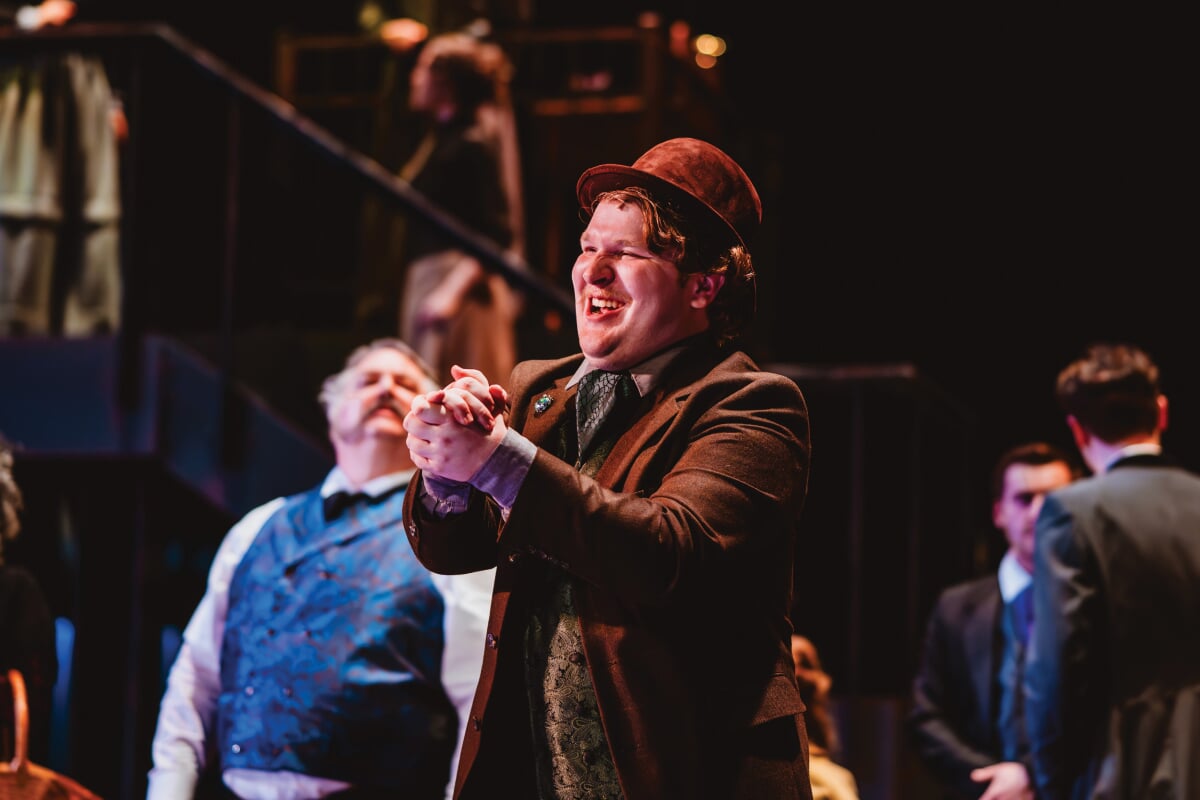 Nicholas Lieffers on stage as Beadle.