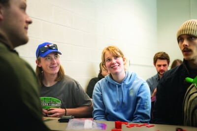 Students sitting at a table.