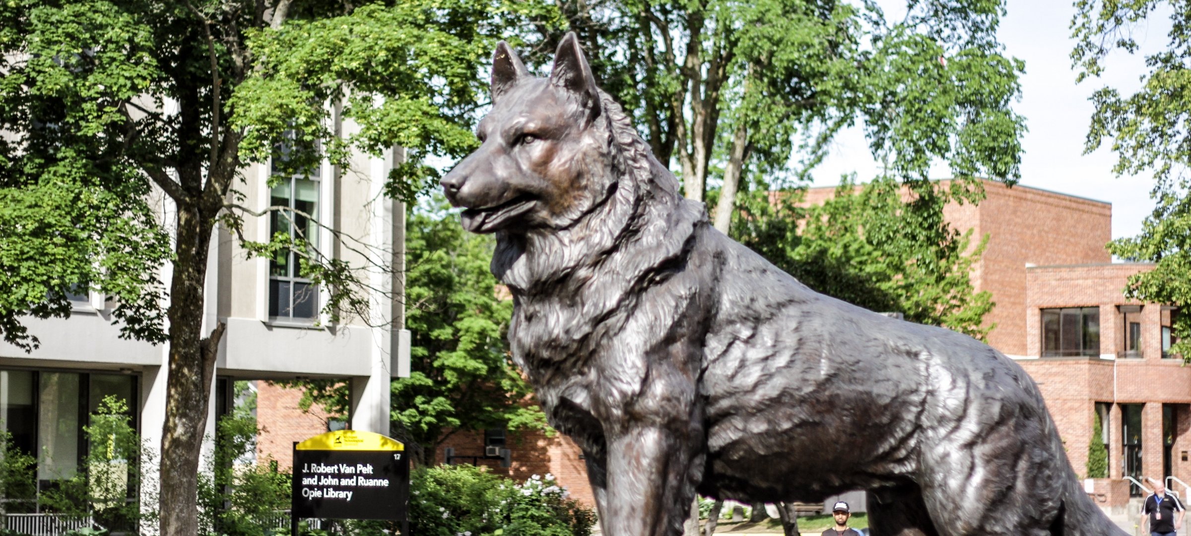 The Michigan Tech Husky statue 