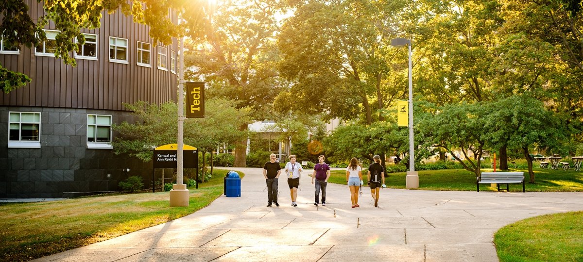 Michigan Tech's campus and Rekhi Hall