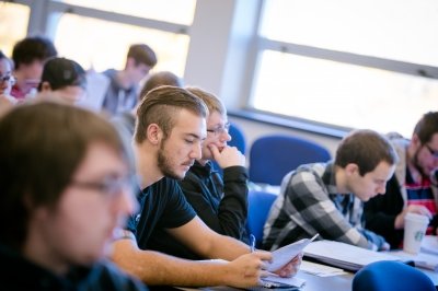 computer science students in classroom