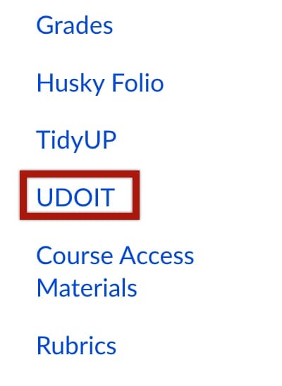 UDOIT link in Canvas navigation menu