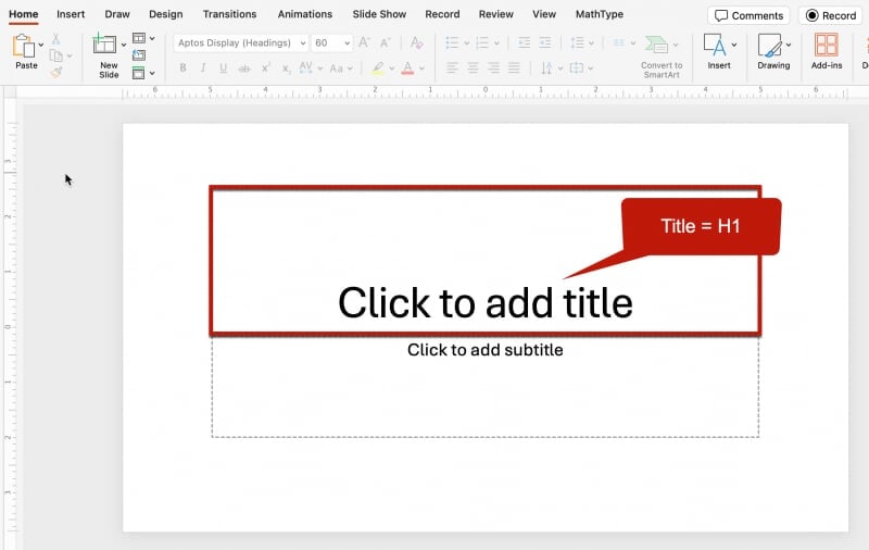 screenshot of slide title in PowerPoint 