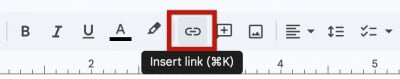 Google Docs link tool in toolbar