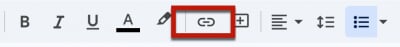 Googl Slides link tool in toolbar