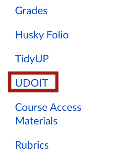 UDOIT link in Canvas navigation menu