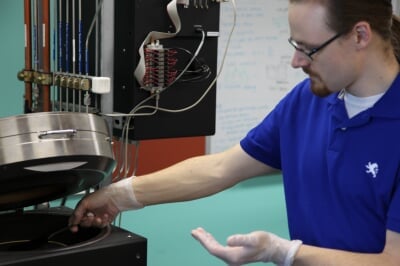 A person using medical equipment