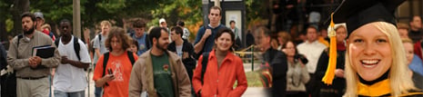 Pictures of students and students graduating. 