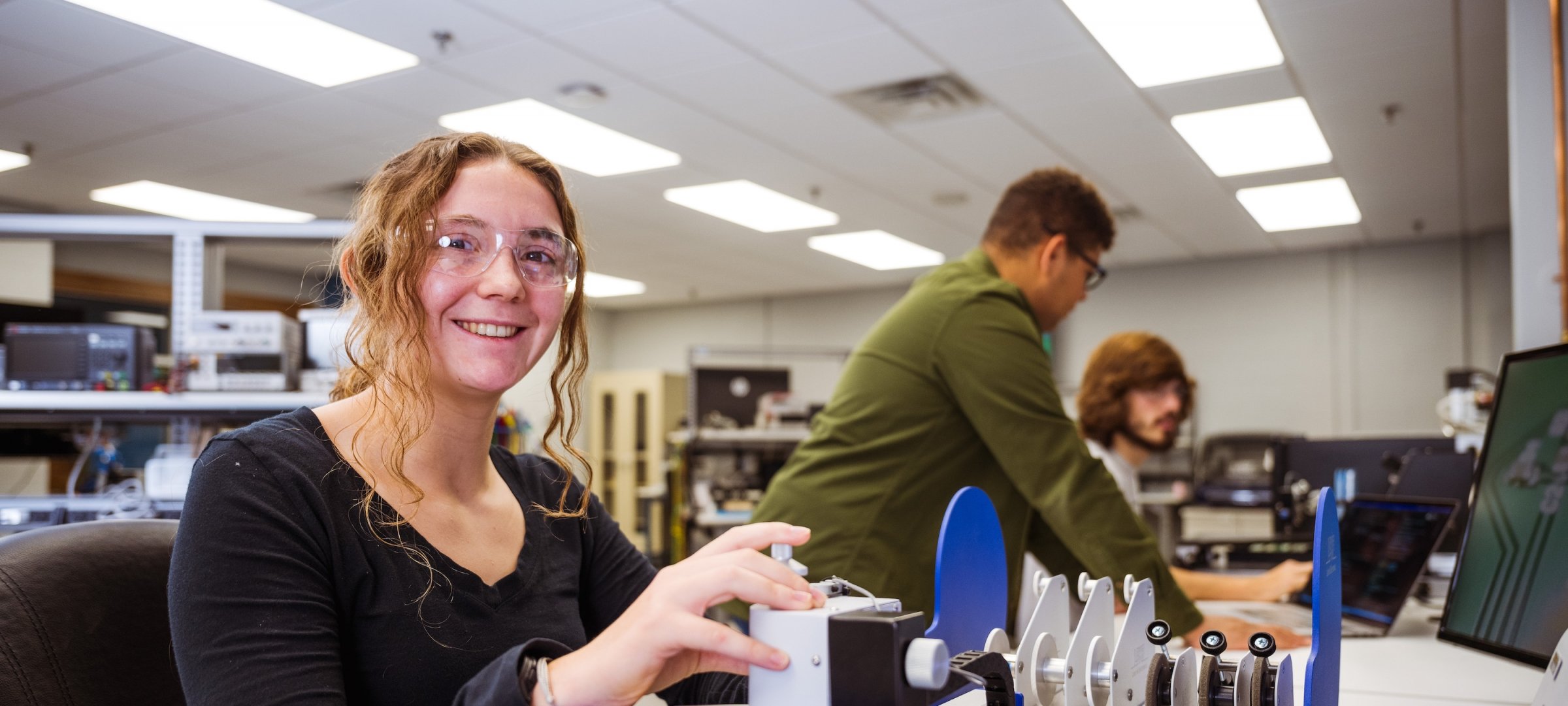 Students engage in electrical, computer, and robotics engineering.