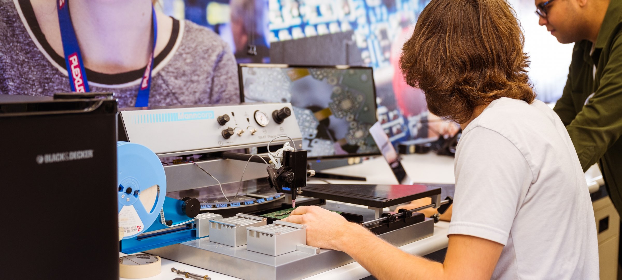 Student working at a computer.