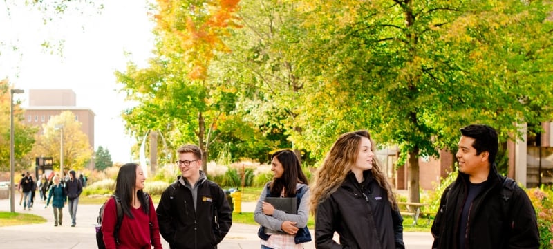 Students on the campus of Michigan Tech.