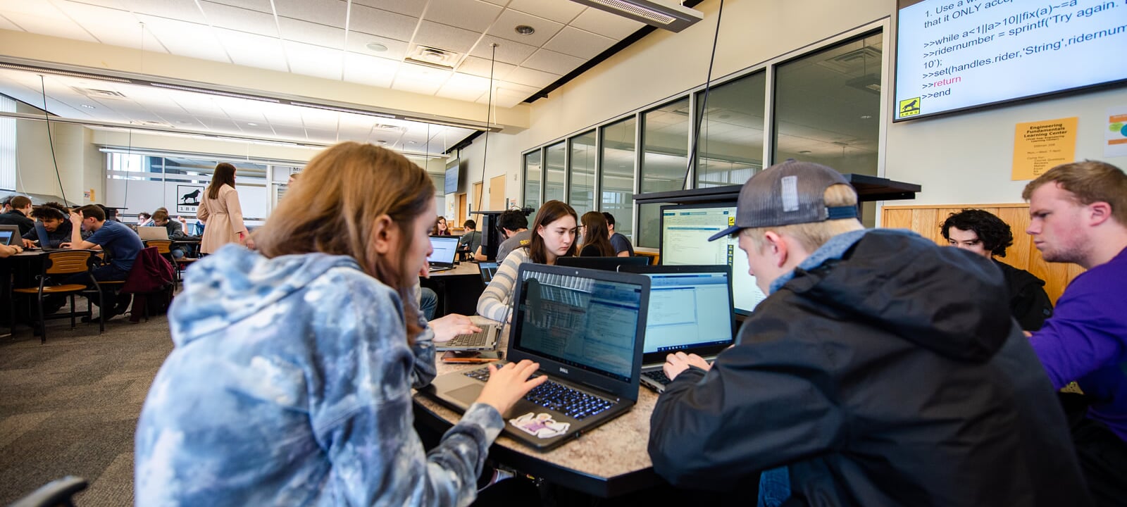 Students in a classroom on laptops