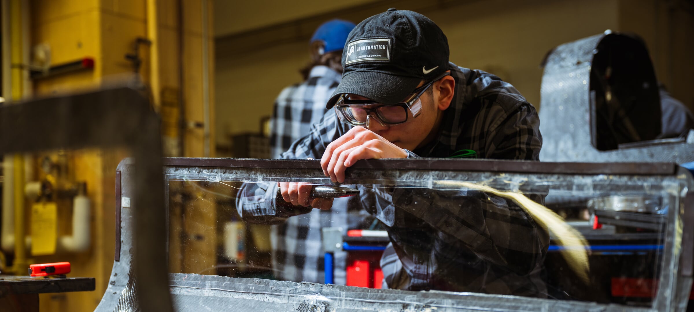 Student working on an engineering project.