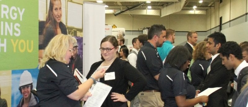 Students at the Michigan Tech Career Fair.