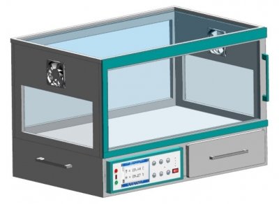 Isometric View of Infant Incubator Prototype image computer drawn