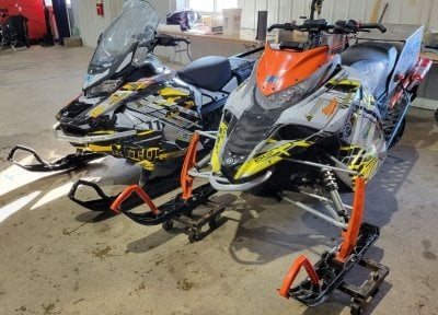 2023 Competition Snowmobiles: Ski-Doo Skandic (left) and Yamaha Viper (right)