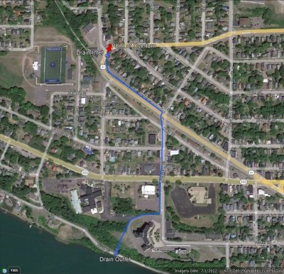 Google Earth image used to map the fuel spill's path into the Portage Canal