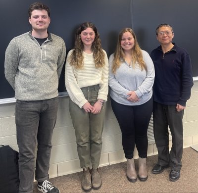 Team Members L to R: Josh King, Emma Meitler, Morgan Coolidge, and Dr. Zhanping You (Advisor)