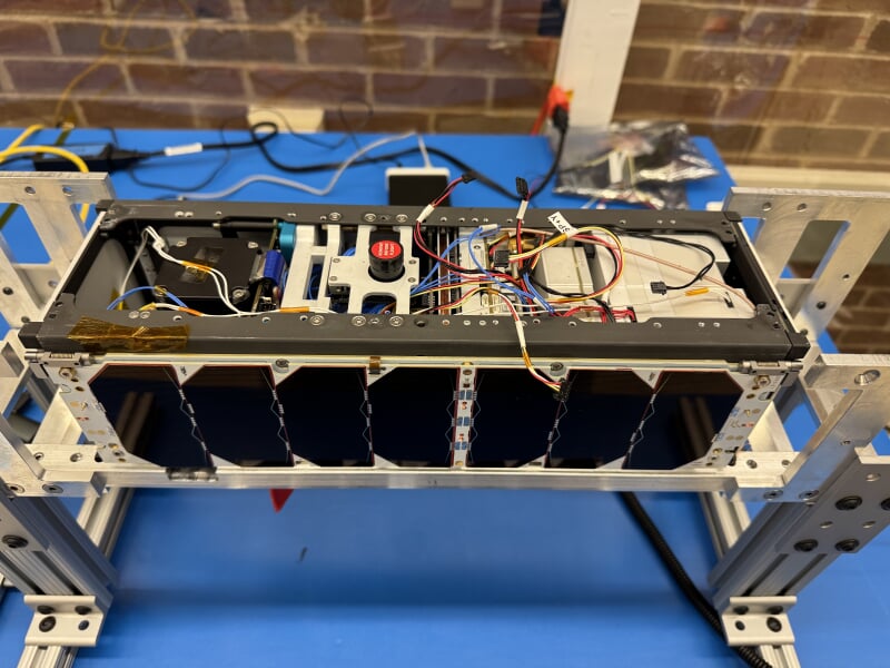 The Stratus spacecraft being worked on