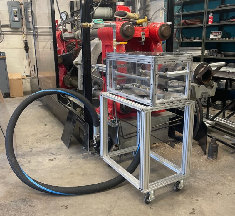 Quench box next to extrusion press.