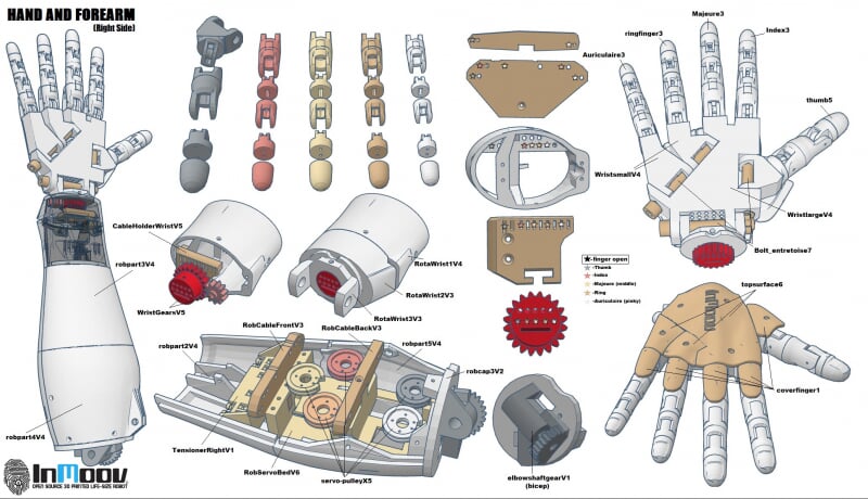 Robotic Forearm Basis (Credit: Gael Langevin - InMoov Open-Source 3D-Printed Life-Size Robot)