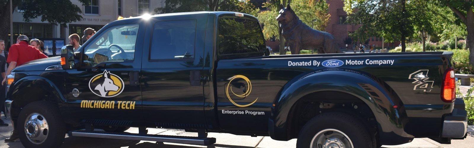 The truck donated by Ford to The Enterprise Program is on display on campus.