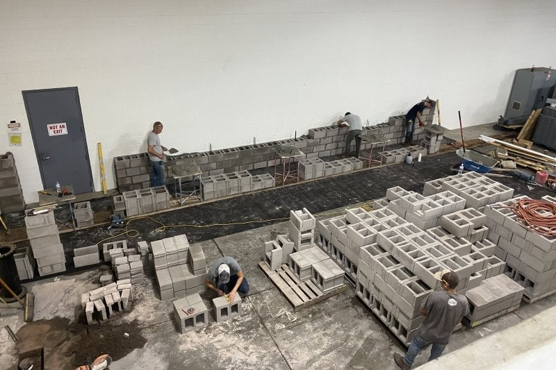 Advanced Power Systems Research Center Test cell construction building the cinder block walls