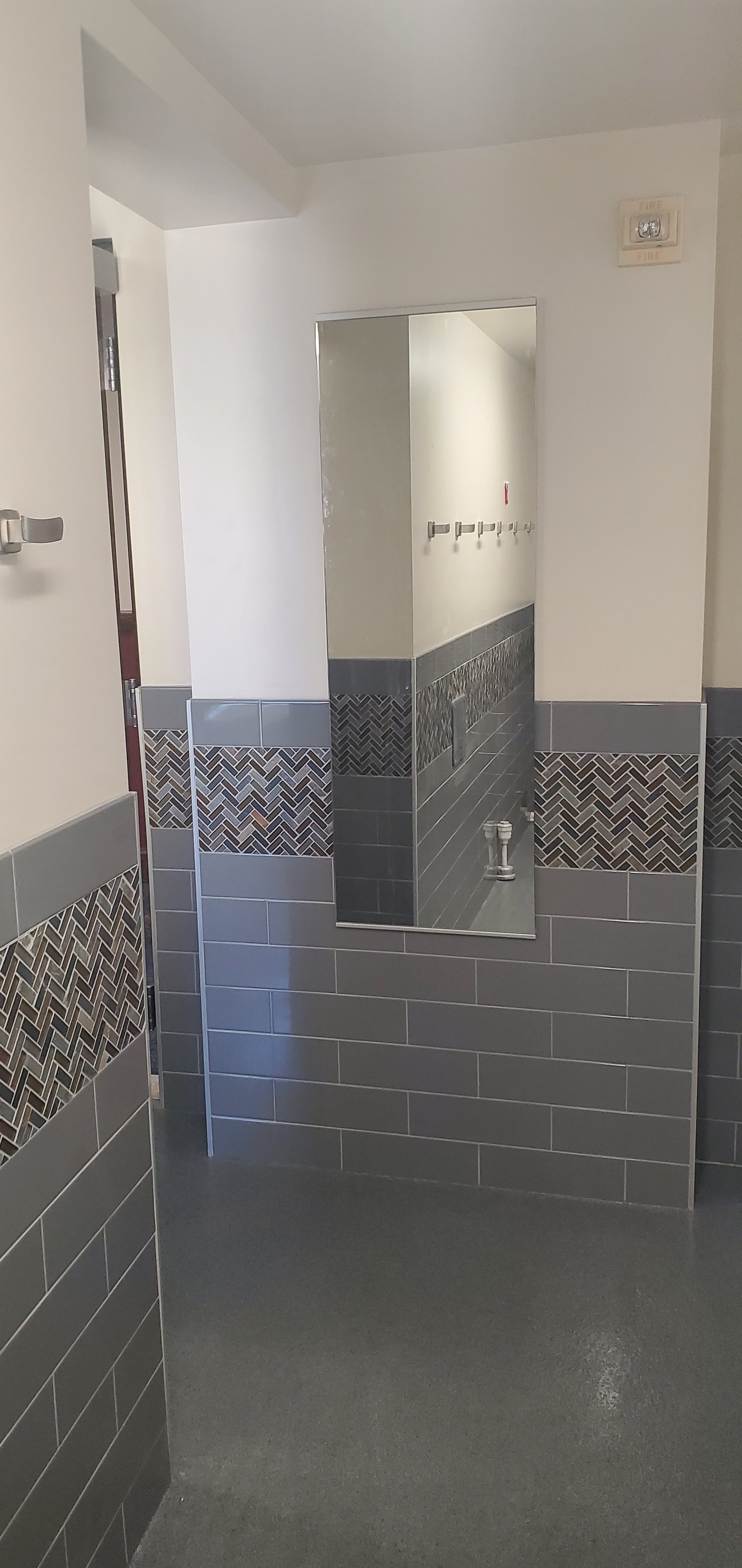 DHH Restroom Remodel Nearly Complete Mirrored Entry