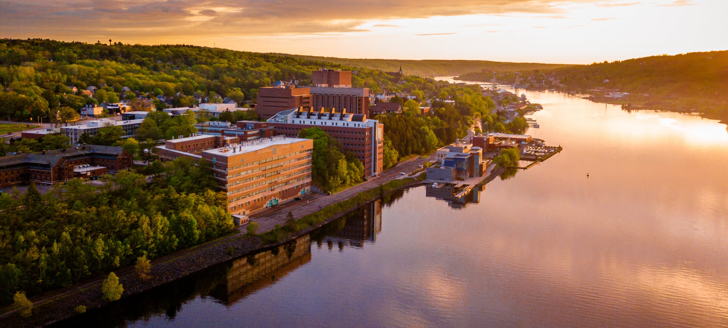 Aerial of campus from Hancock side.