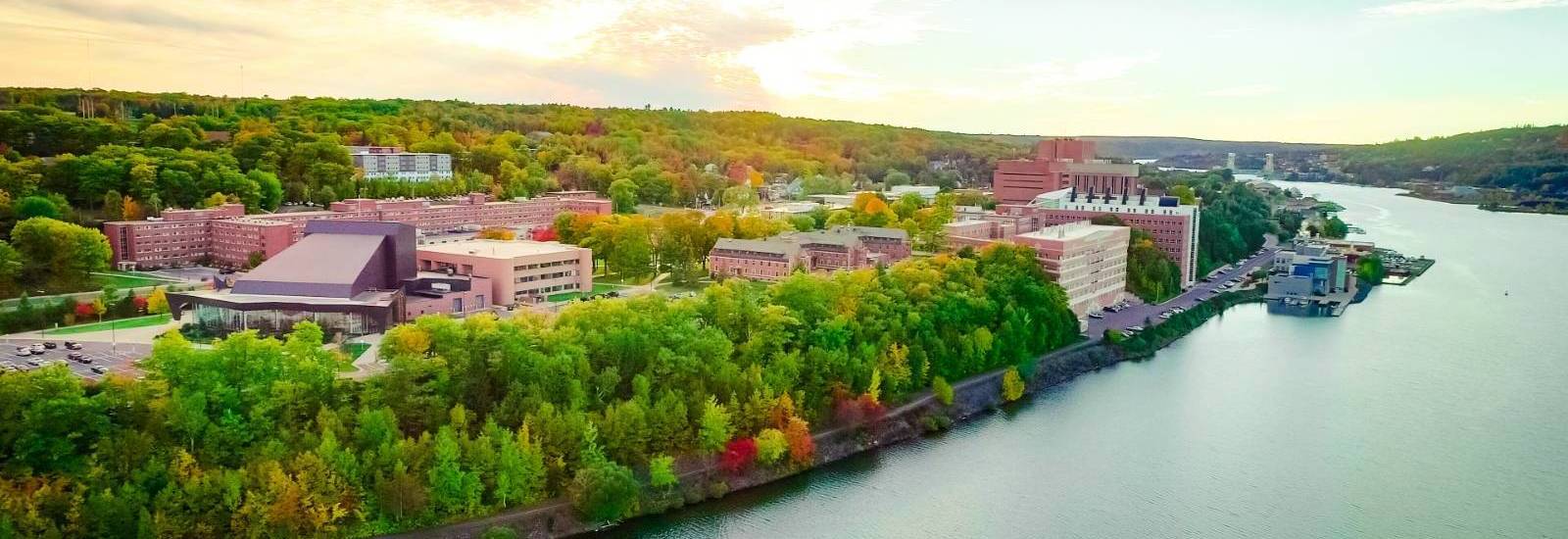 Aerial view of the Michigan Tech campus.