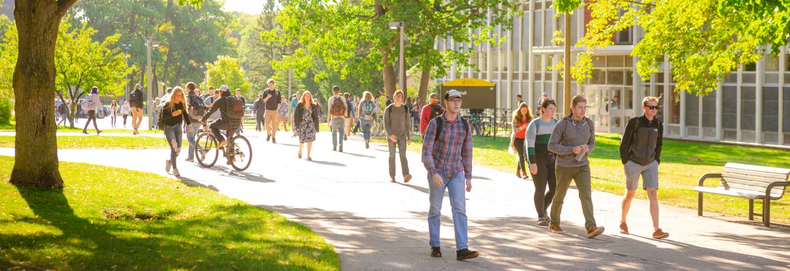 Students walking on campus.