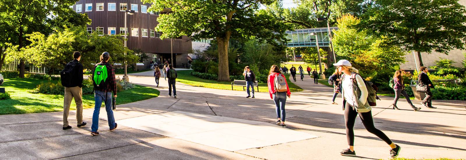 Students walking on campus.